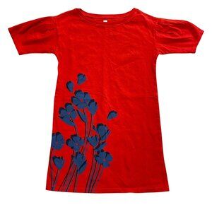 Tea Collection Floral Knit Dress Girls Size 7 100% Cotton Short Pleated Sleeves